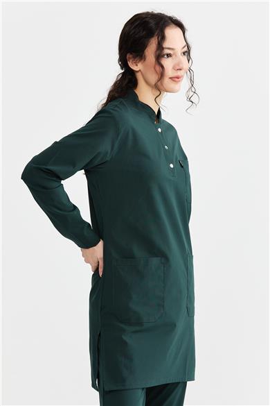 UltraLycra Modest - Likralı Doktor Hemşire Tesettür Tek Üst Forma, Koyu Yeşil