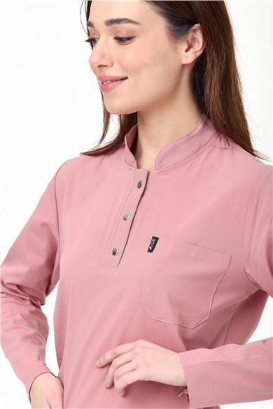 UltraLycra Modest - Likralı Doktor Hemşire Tesettür Tek Üst Forma, Bronz Pembe