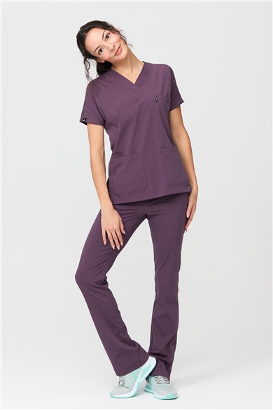 UltraLycra Spaniard - Likralı Doktor Hemşire Forma Takımı Scrubs Üniforma Cerrahi Takım (KADIN), Gül Kurusu