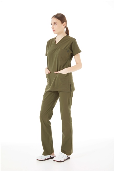 UltraLycra Spaniard - Likralı Doktor Hemşire Forma Takımı (KADIN), Haki