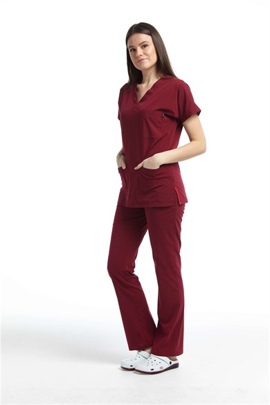 TerryCotton Spaniard - Doktor Hemşire Forma Takımı (KADIN), Bordo