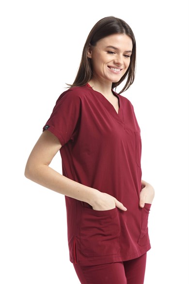 TerryCotton Spaniard - Doktor Hemşire Forma Takımı (KADIN), Bordo