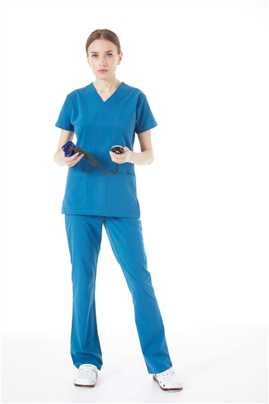 UltraLycra Spaniard - Likralı Doktor Hemşire Forma Takımı (KADIN), Petrol Mavi