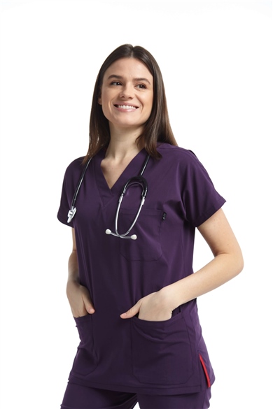 UltraLycra Spaniard - Likralı Doktor Hemşire Forma Takımı (KADIN), Koyu Mor