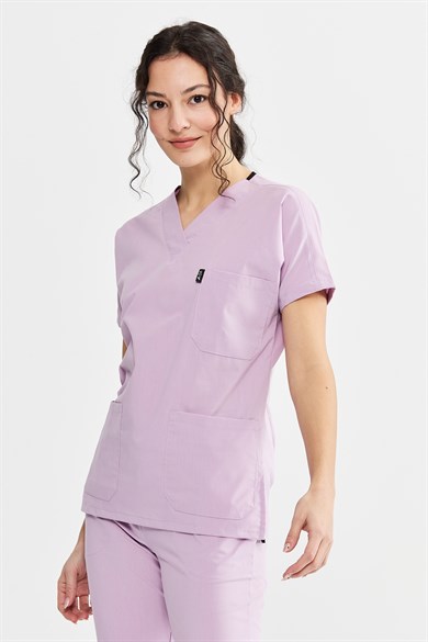 UltraLycra Spaniard - Likralı Doktor Hemşire Forma Takımı Scrubs Üniforma Cerrahi Takım (KADIN), Lila