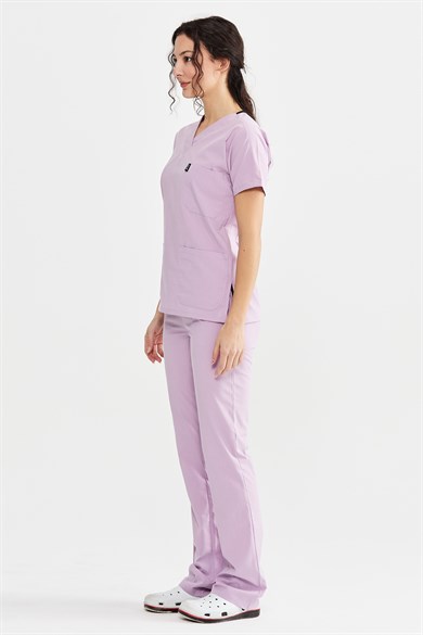 UltraLycra Spaniard - Likralı Doktor Hemşire Forma Takımı Scrubs Üniforma Cerrahi Takım (KADIN), Lila