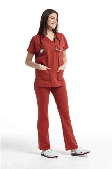 UltraLycra Spaniard - Likralı Doktor Hemşire Forma Takımı (KADIN), Kiremit