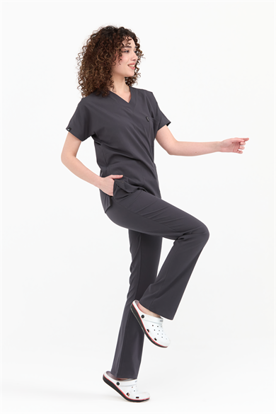 UltraLycra Spaniard - Likralı Doktor Hemşire Forma Takımı (KADIN), Antrasit