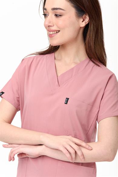 UltraLycra Spaniard - Likralı Doktor Hemşire Forma Takımı (KADIN), Bronz Pembe