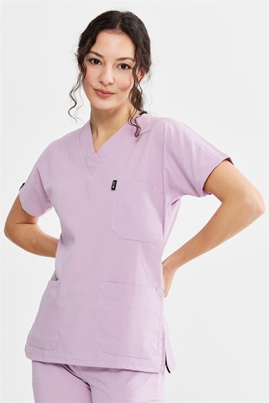 UltraLycra Spaniard - Likralı Doktor Hemşire Forma Takımı Scrubs Üniforma Cerrahi Takım (KADIN), Lila