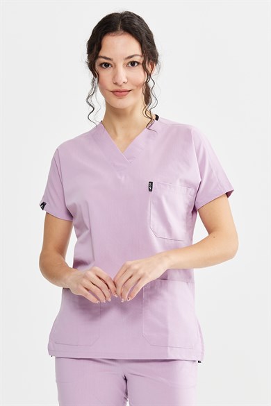 UltraLycra Spaniard - Likralı Doktor Hemşire Forma Takımı Scrubs Üniforma Cerrahi Takım (KADIN), Lila