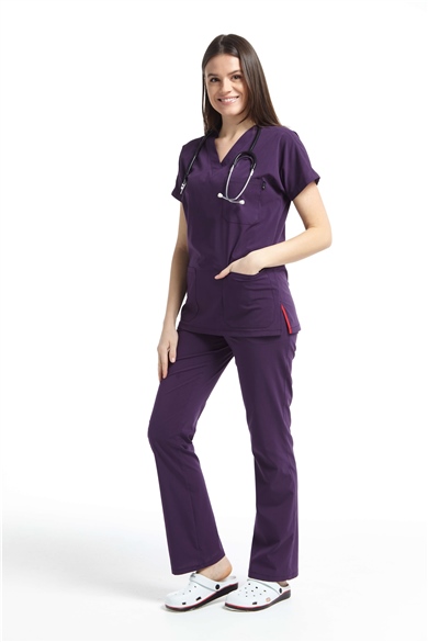 UltraLycra Spaniard - Likralı Doktor Hemşire Forma Takımı (KADIN), Koyu Mor