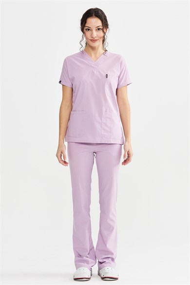 UltraLycra Spaniard - Likralı Doktor Hemşire Forma Takımı Scrubs Üniforma Cerrahi Takım (KADIN), Lila