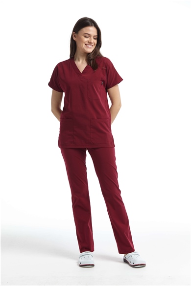 UltraLycra Spaniard - Likralı Doktor Hemşire Forma Takımı (KADIN), Bordo