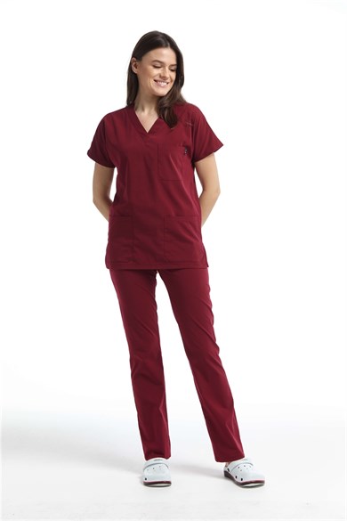 TerryCotton Spaniard - Doktor Hemşire Forma Takımı (KADIN), Bordo