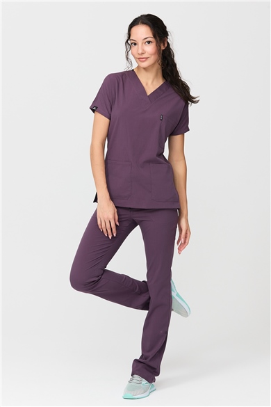UltraLycra Spaniard - Likralı Doktor Hemşire Forma Takımı Scrubs Üniforma Cerrahi Takım (KADIN), Gül Kurusu