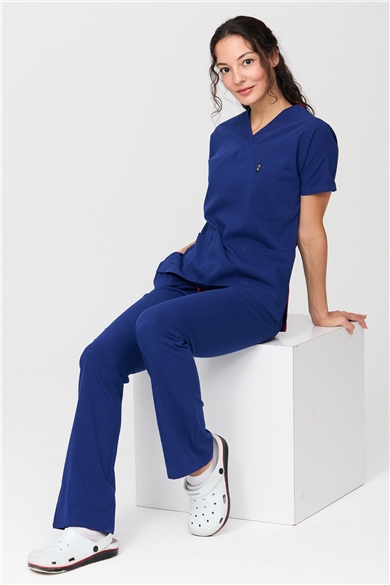 UltraLycra Spaniard - Likralı Doktor Hemşire Forma Takımı Scrubs Üniforma Cerrahi Takım (KADIN), Saks
