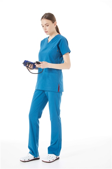 UltraLycra Spaniard - Likralı Doktor Hemşire Forma Takımı (KADIN), Petrol Mavi