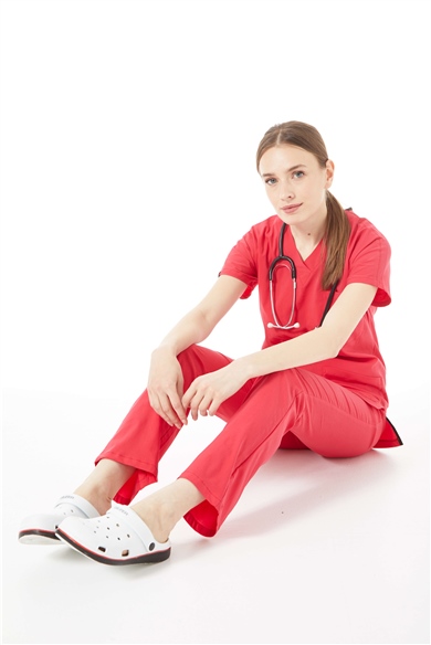 UltraLycra Spaniard - Likralı Doktor Hemşire Forma Takımı (KADIN), Nar Çiçeği