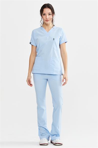 UltraLycra Spaniard - Likralı Doktor Hemşire Forma Takımı (KADIN), Buz Mavi