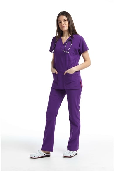 UltraLycra Spaniard - Likralı Doktor Hemşire Forma Takımı (KADIN), Mor