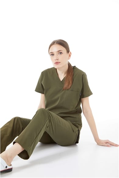 UltraLycra Spaniard - Likralı Doktor Hemşire Forma Takımı (KADIN), Haki