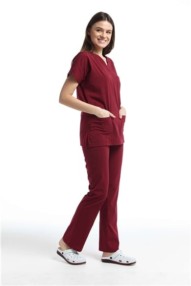 UltraLycra Spaniard - Likralı Doktor Hemşire Forma Takımı (KADIN), Bordo
