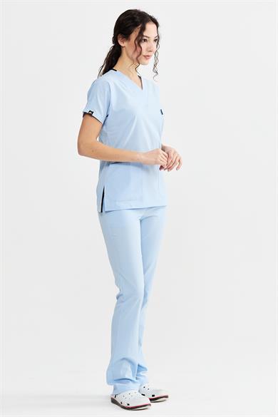 UltraLycra Spaniard - Likralı Doktor Hemşire Forma Takımı (KADIN), Buz Mavi