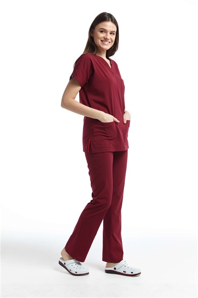 TerryCotton Spaniard - Doktor Hemşire Forma Takımı (KADIN), Bordo