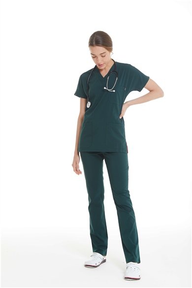 UltraLycra Spaniard - Likralı Doktor Hemşire Forma Takımı (KADIN), Koyu Yeşil