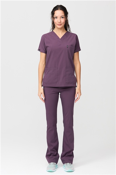 UltraLycra Spaniard - Likralı Doktor Hemşire Forma Takımı Scrubs Üniforma Cerrahi Takım (KADIN), Gül Kurusu