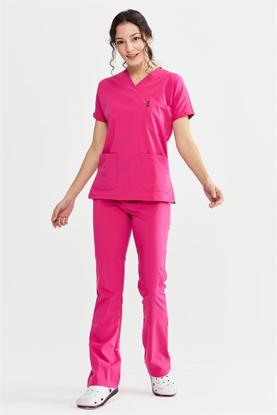 UltraLycra Spaniard - Likralı Doktor Hemşire Forma Takımı (KADIN), Fuşya