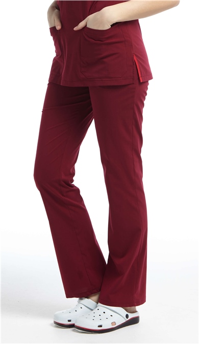 UltraLycra Spaniard - Likralı Doktor Hemşire Scrubs Tek Alt Cerrahi Forma (KADIN), Bordo
