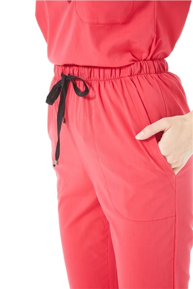 UltraLycra Spaniard - Likralı Doktor Hemşire Scrubs Tek Alt Cerrahi Forma (KADIN), Nar Çiçeği