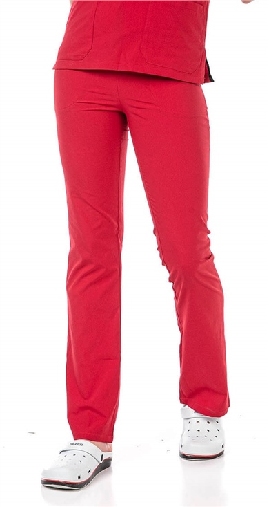 UltraLycra Spaniard - Likralı Doktor Hemşire Scrubs Tek Alt Cerrahi Forma (KADIN), Kırmızı