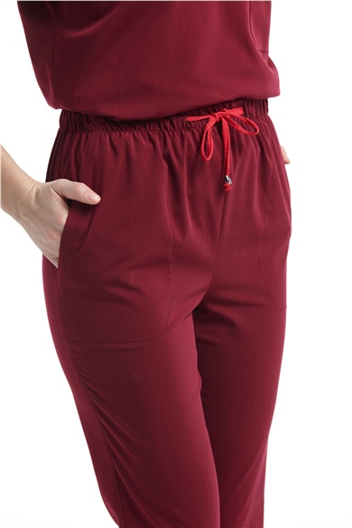 UltraLycra Spaniard - Likralı Doktor Hemşire Scrubs Tek Alt Cerrahi Forma (KADIN), Bordo
