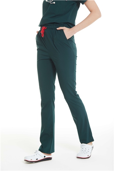 UltraLycra Spaniard - Likralı Doktor Hemşire Scrubs Tek Alt Cerrahi Forma (KADIN), Koyu Yeşil