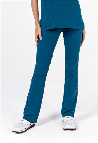 UltraLycra Spaniard - Likralı Doktor Hemşire Scrubs Tek Alt Cerrahi Forma (KADIN), Petrol Mavi