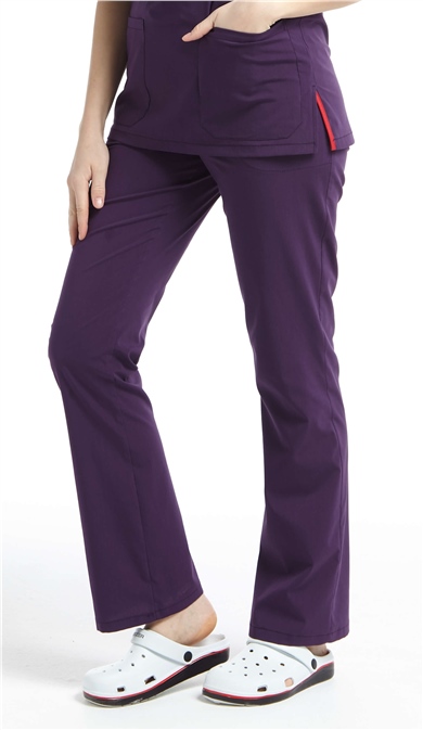 UltraLycra Spaniard - Likralı Doktor Hemşire Scrubs Tek Alt Cerrahi Forma (KADIN), Koyu Mor