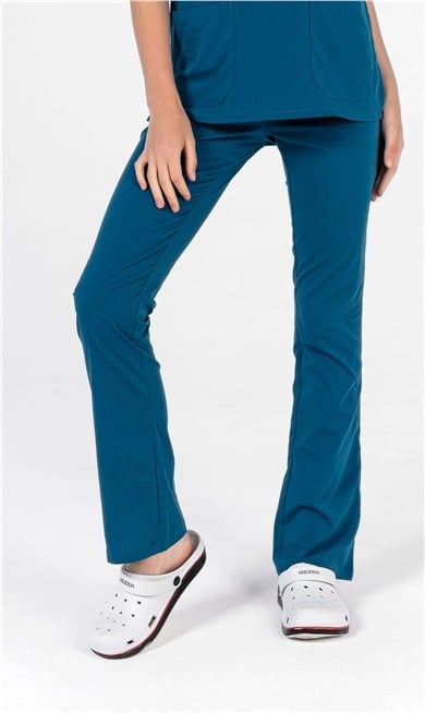 UltraLycra Spaniard - Likralı Doktor Hemşire Scrubs Tek Alt Cerrahi Forma (KADIN), Petrol Mavi