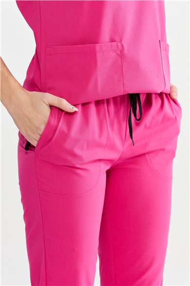 UltraLycra Spaniard - Likralı Doktor Hemşire Scrubs Tek Alt Cerrahi Forma (KADIN), Fuşya