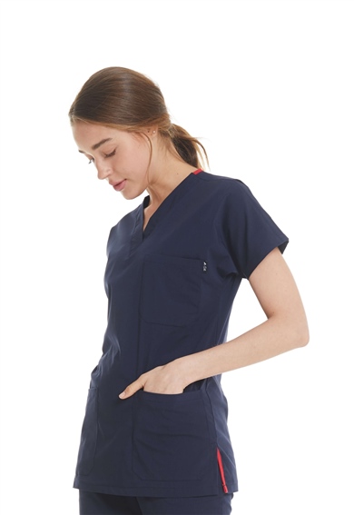 UltraLycra Spaniard - Likralı Doktor Hemşire Tek Üst Forma (KADIN), Lacivert