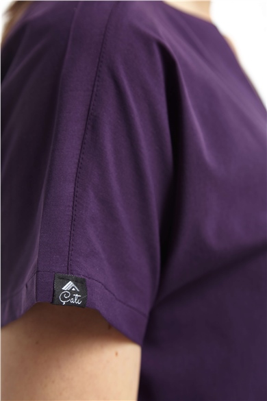 UltraLycra Spaniard - Likralı Doktor Hemşire Scrubs Tek Üst Cerrahi Forma (KADIN), Koyu Mor