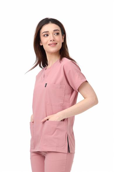 UltraLycra Spaniard - Likralı Doktor Hemşire Tek Üst Forma (KADIN), Bronz Pembe