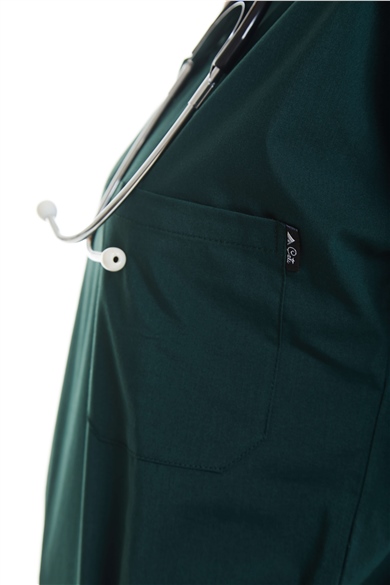 UltraLycra Spaniard - Likralı Doktor Hemşire Scrubs Tek Üst Cerrahi Forma (KADIN), Koyu Yeşil