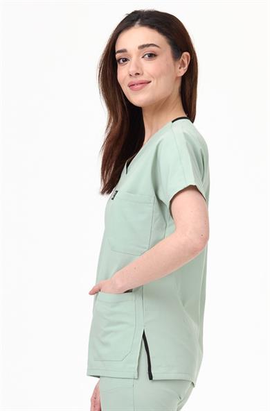 UltraLycra Spaniard - Likralı Doktor Hemşire Tek Üst Forma (KADIN), Su Yeşili