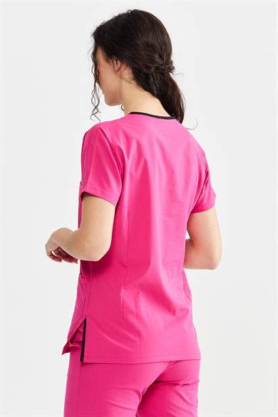 UltraLycra Spaniard - Likralı Doktor Hemşire Tek Üst Forma (KADIN), Fuşya