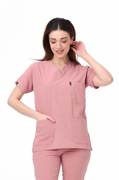 UltraLycra Spaniard - Likralı Doktor Hemşire Tek Üst Forma (KADIN), Bronz Pembe