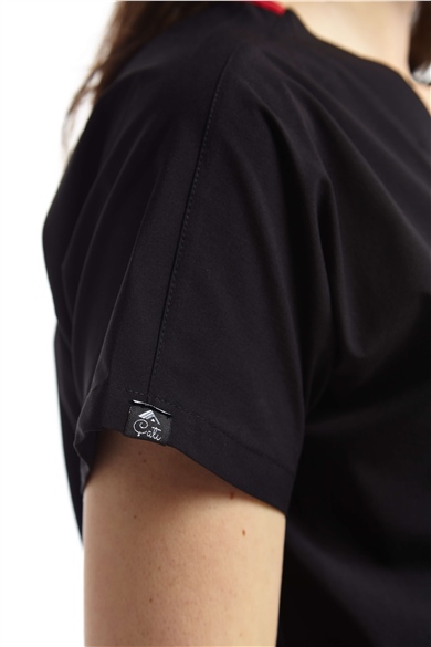 UltraLycra Spaniard - Likralı Doktor Hemşire Tek Üst Forma (KADIN), Siyah