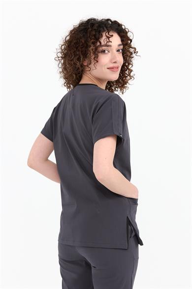 UltraLycra Spaniard - Likralı Doktor Hemşire Tek Üst Forma (KADIN), Antrasit